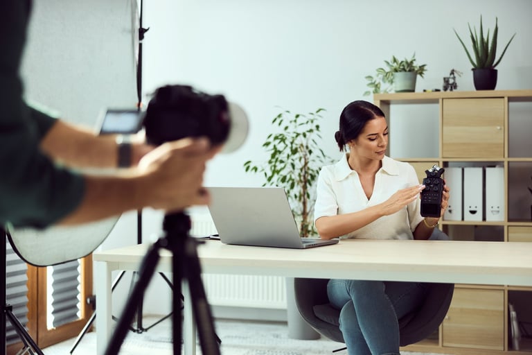 Sesión de filmación de producto